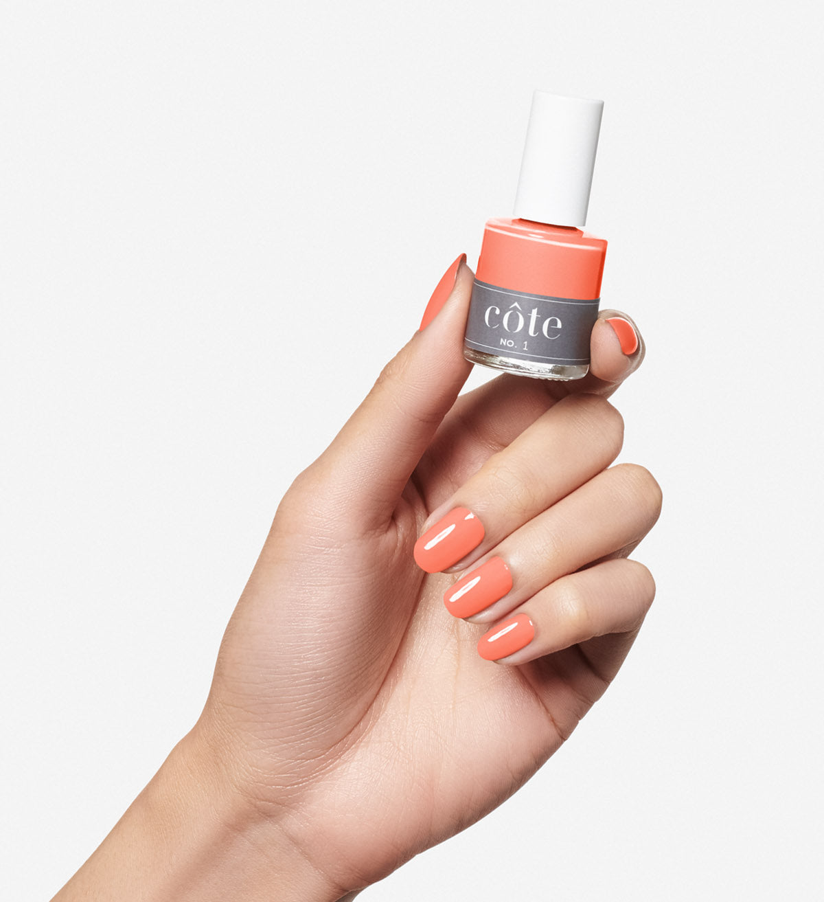 No. 1 Pink Coral Nail Polish - Vegan Nail Polish - hand - Bright Coral Nails