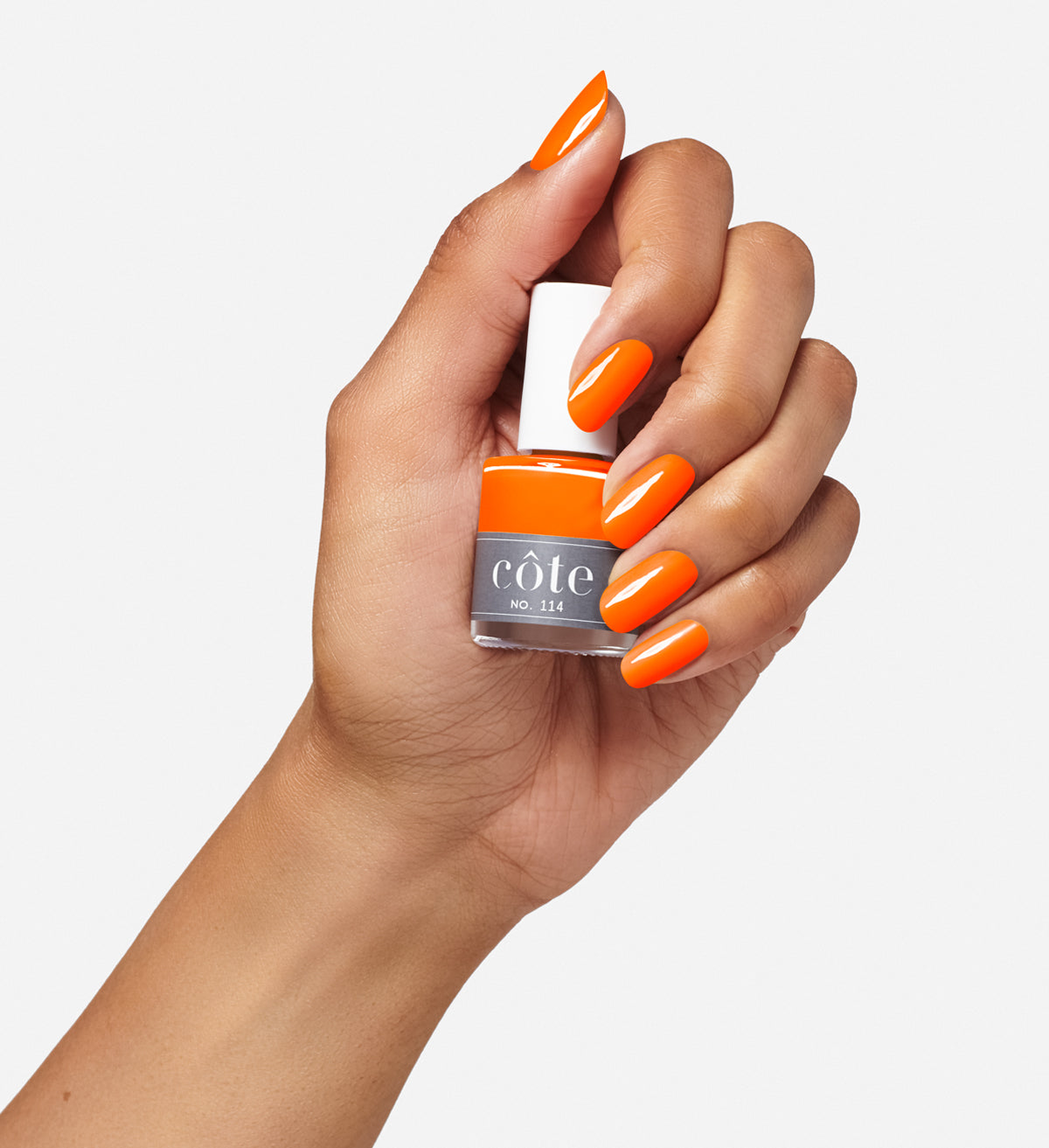 No. 114 Neon Orange Nail Polish - Vegan Nail Polish -hand
