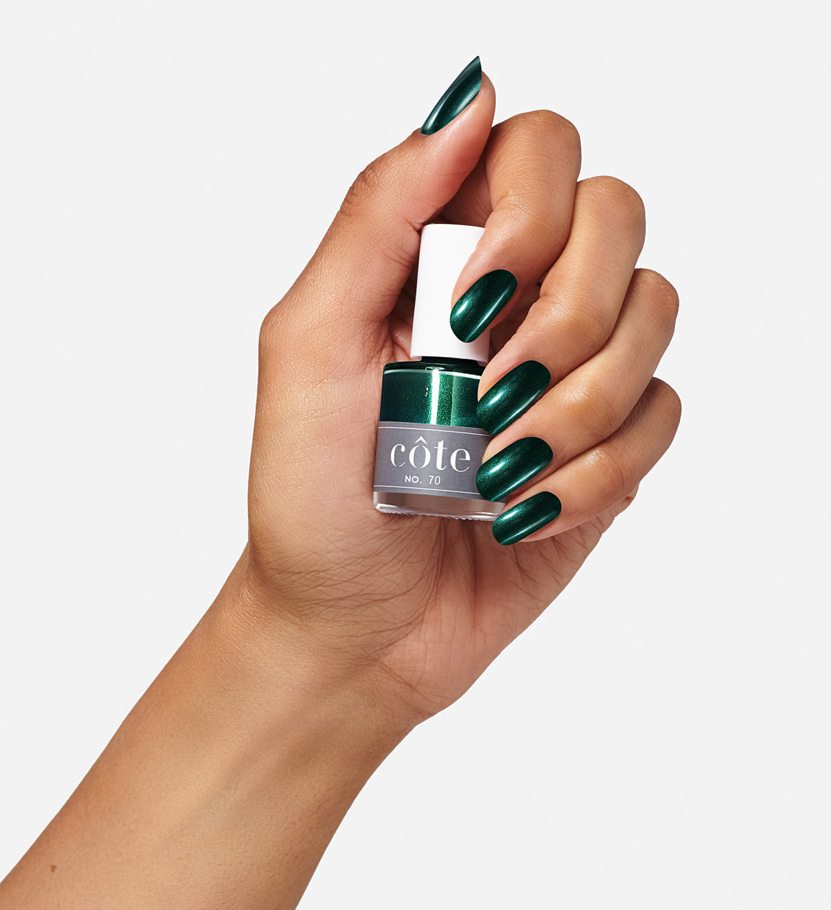 No. 70 Shimmery Ocean Green Nail Polish - Vegan Nail Polish - hand